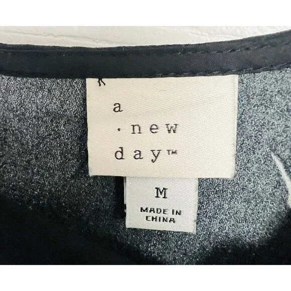 A New Day Women's Size Medium M Floral Print Long Sleeve Dress Black Floral - Picture 5 of 8